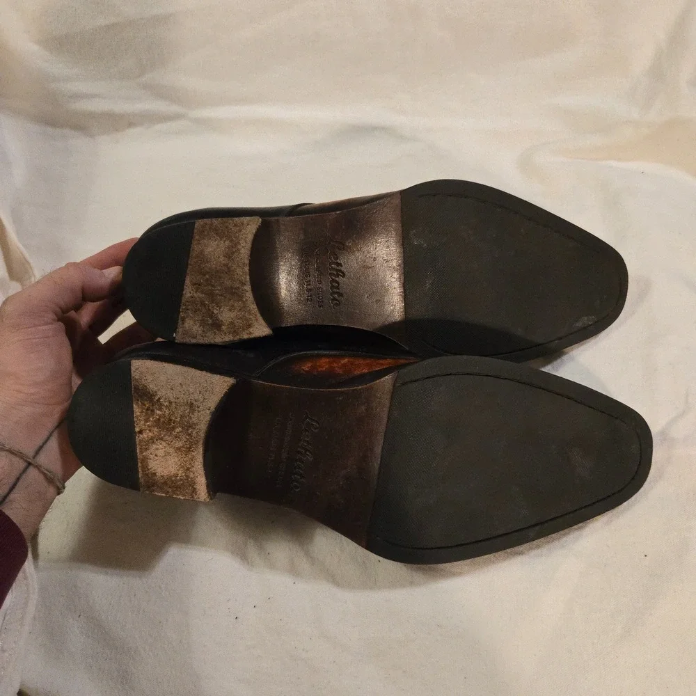 Dress Shoes Lethato Double Monk Strap Size 12 Mens Brown Black Burnished Leather
